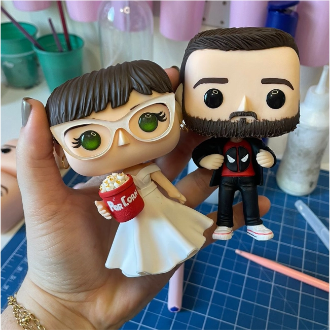 Noivinho topo de bolo Funko Pop personalizado — casal 4